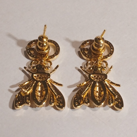 Authentic Vintage Gucci GG Logo Crystal Bee Earrings - Picture 11 of 16